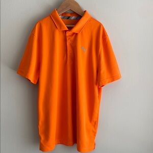 Boys Puma Orange Polo Shirt Classic Short Sleeve Sz L